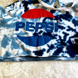 Tie-dye blue Pepsi cropped hoodie